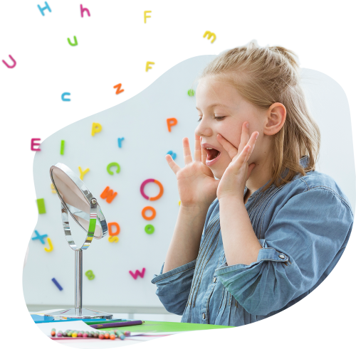 Kind lernt Laute und Buchstaben bei der Sprachförderung